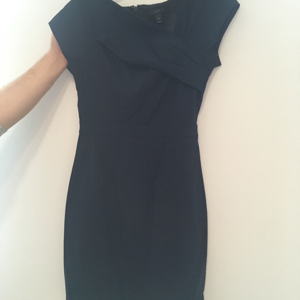 JCrew 0 sleeveless angled neck navy blue dress